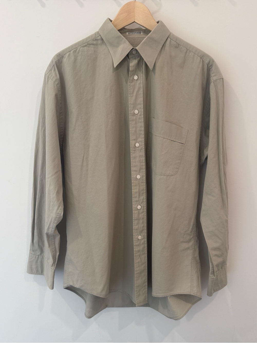 Vintage Yves Saint Laurent 100% Premium Cotton Dress Shirt 16.5 Khaki Beige YSL